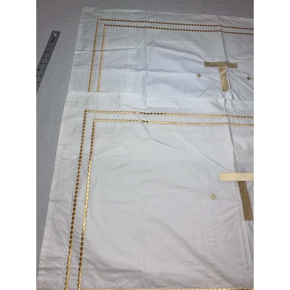 2 Pottery Barn Pearl‎ Yellow embroidered King shams 